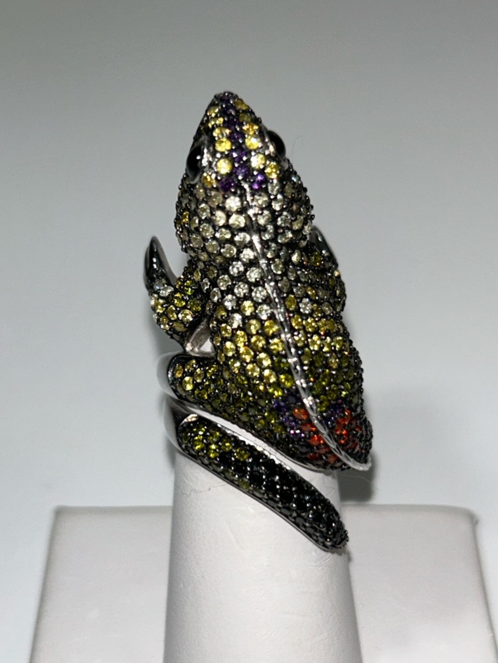NWOT Sterling Silver Crystal Pave Gecko Lizard Ring - Picture 2 of 11
